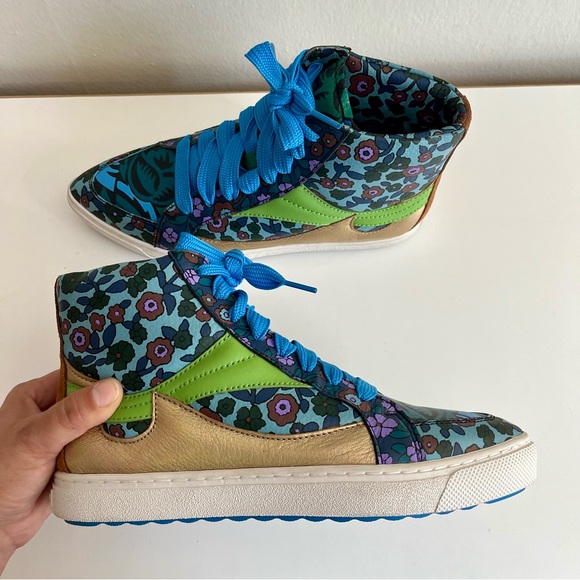 Coach Pointed Toe Floral Hightop Sneakers Size 7 - Picture 3 of 13